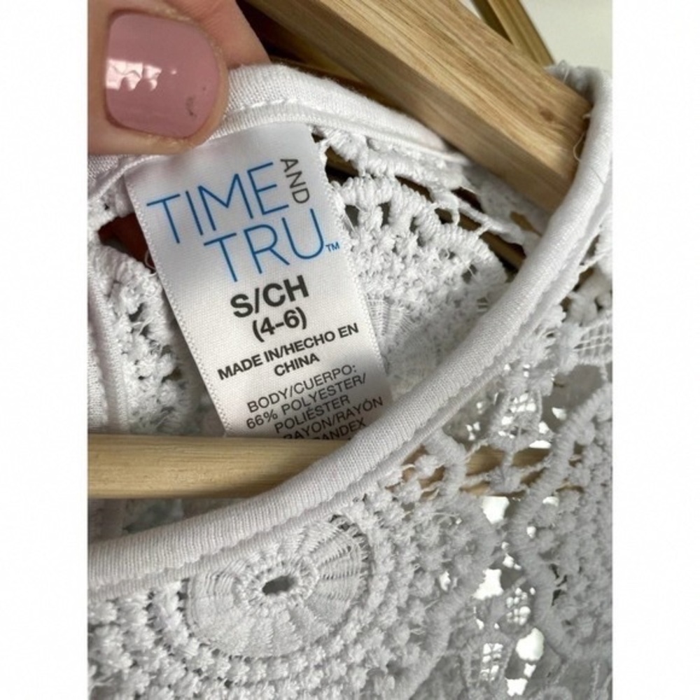 Time and Tru White Lace Cold Shoulder Blouse - Picture 4 of 5